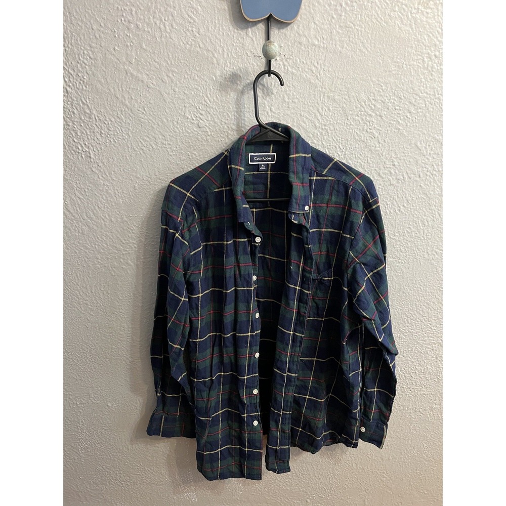 Club Room Mens Tartan Plaid Flannel‎ Button Up Shirt Size XL